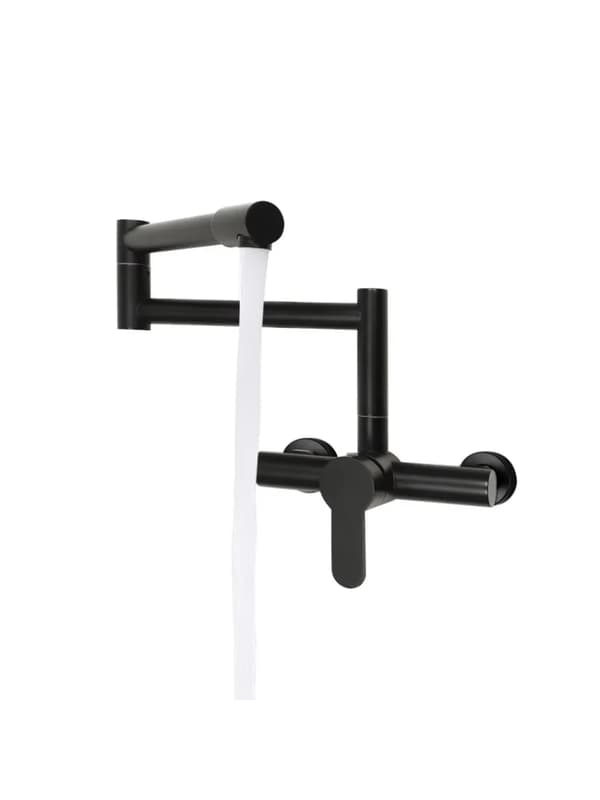 Køkkenarmatur, 360° roterbar design, messingkonstruktion,L, sort