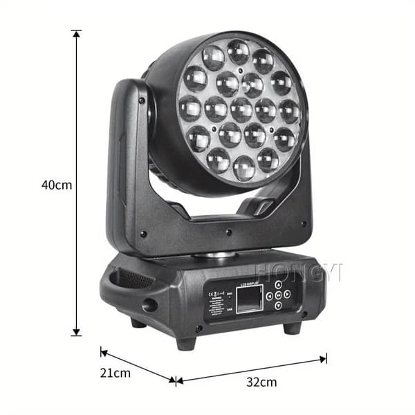 Bevægelseshovedlys, 19X15W LED, DMX Kontrol,Sort, EU Stik
