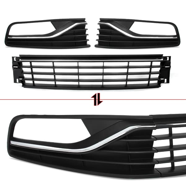 Frontbumpergrill, Holdbart Plastik, Racing-inspireret Design,3stk sæt