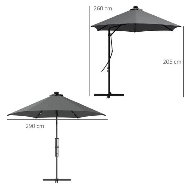 Parasoll, Extravagant Design, Integrerad LED-belysning, Mörkgrå