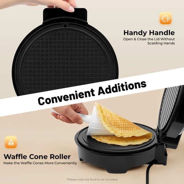 Isvaffelmaskine, Dobbelt-Sidet Opvarmning, Non-Stick Design,sort