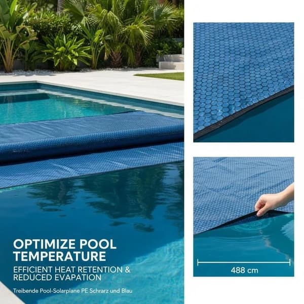 Solvarme Pool Cover, Holdbart PE Materiale, Energi Effektiv Isolering,Blå