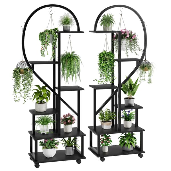 Plantebord, Metalramme, 6 Niveauer,Sort