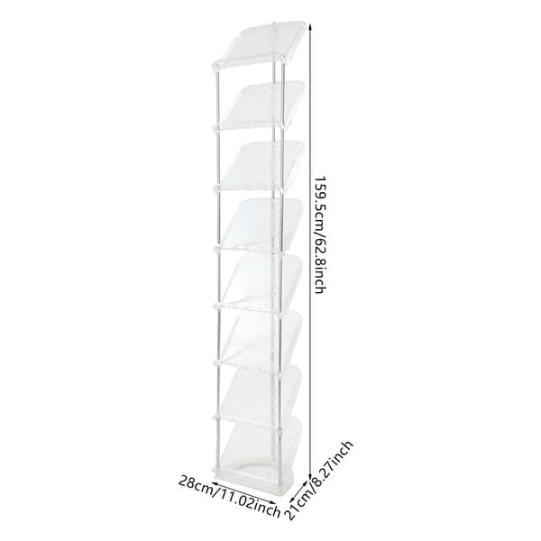 Sko Rack, 8 Lag, Pladsbesparende Design,Klar Hvid