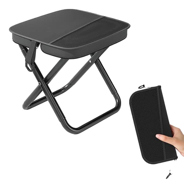 Campingstol, Letvægts og Bærbar, Sammenklappeligt Design,sort