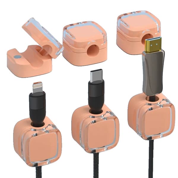 Magnetiske Opladerkabel Klips, Effektiv Kabelstyring, Stærk Magnetisk Hold,Appelsin