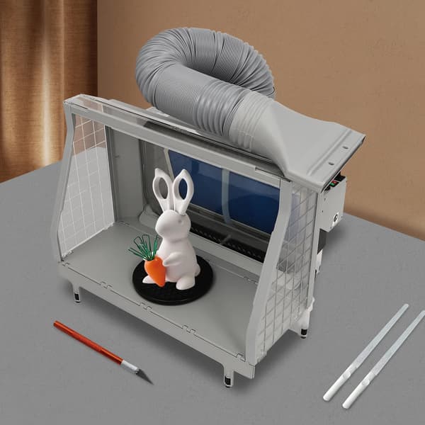 Airbrush Spray Booth, Foldbart Design, Integreret Udsugningsventilator,Grå