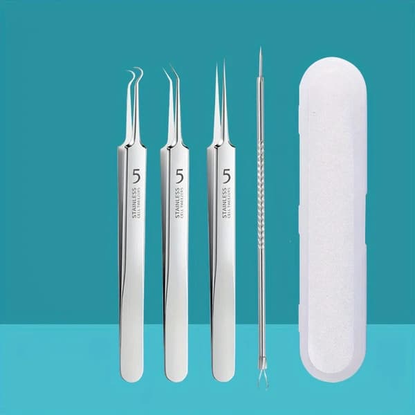 Aknefjerningsværktøjssæt, Rustfrit Stål, Ergonomisk Design,4PCS