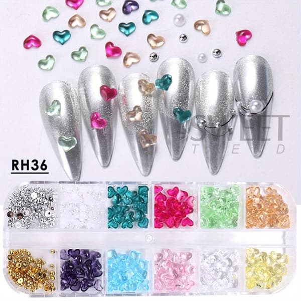 Neglekunst Charms, Hjerteformet Design, DIY Dekorationsmaterialer,RH36
