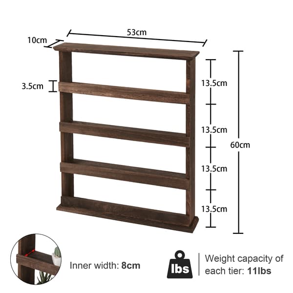 Væghylde, 4-lags design, pladsbesparende organizer,Brun