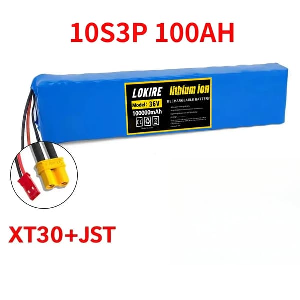 Litiumjonbatteri, 100Ah kapacitet, 36V spänning, XT30 JST