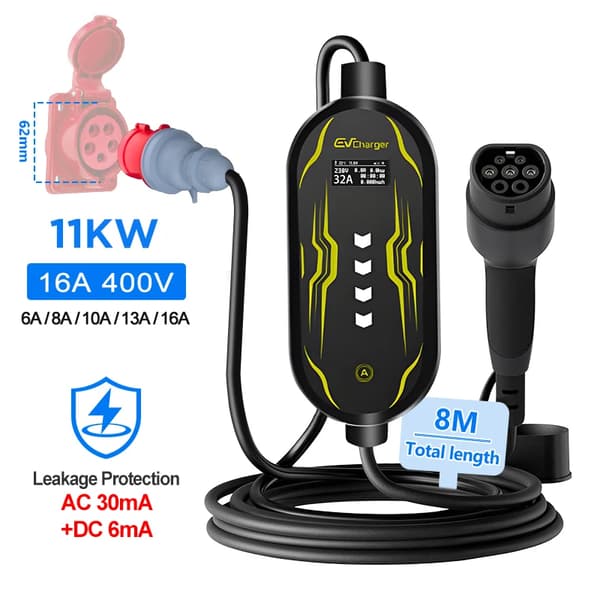 EV-laddare, bärbar, Typ 2-kompatibilitet,CEE Röd 11KW 8M