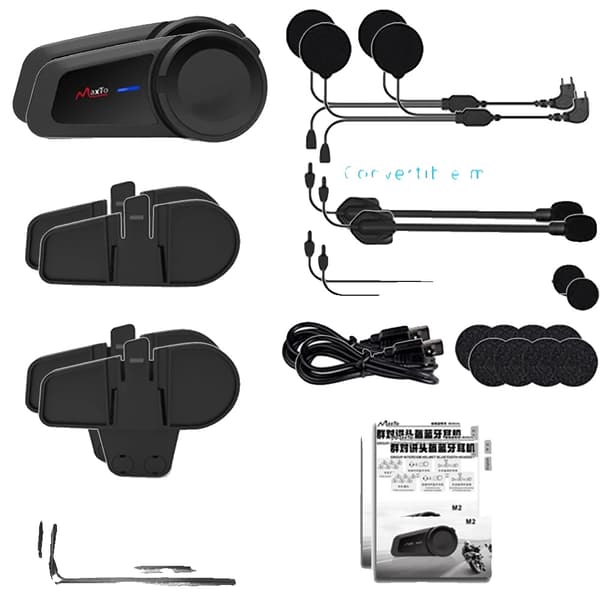 Moottoripyöräkypärän intercom, Bluetooth-yhteys, vedenpitävä muotoilu,2PCS M2