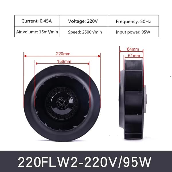 Turbineventilator, Turbo Blæser, Luftblæser,220FLW2-95W