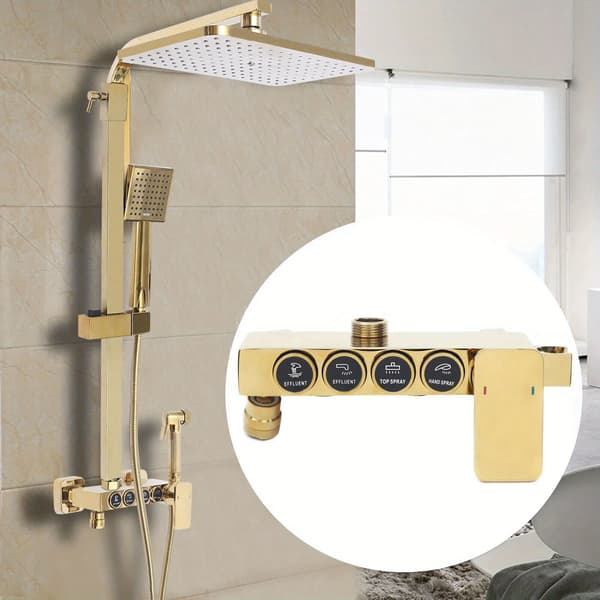 Duschset, Väggmonterad, Modern Design,Guld