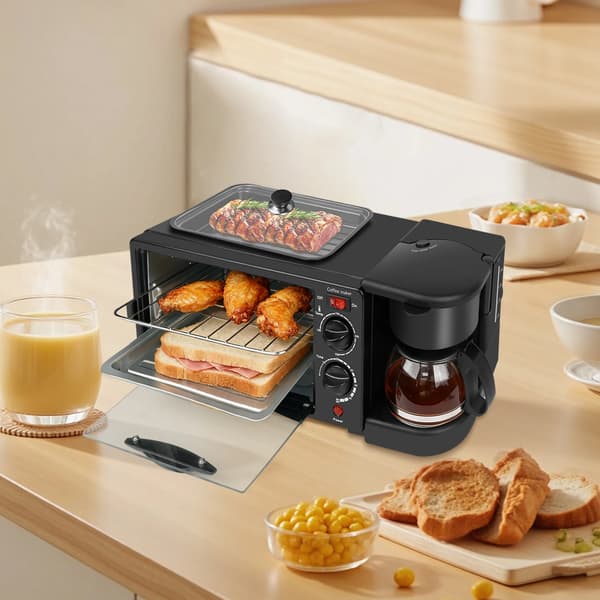Frukostmaskin, Multifunktionell Kokk, Mångsidig Design,EU, svart