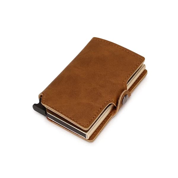 Kortholder, Minimalistisk Design, Holdbart Splitlæder,Brun