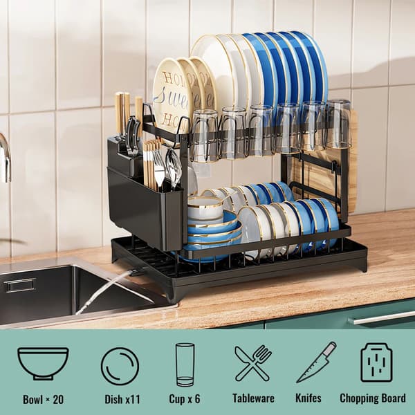 Opvaskestativ, 2-lags design, automatisk dræningssystem,1pc