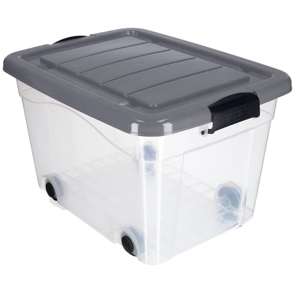 Förvaringsbehållare, 40L kapacitet, stapelbar design,M, Ljusgrå