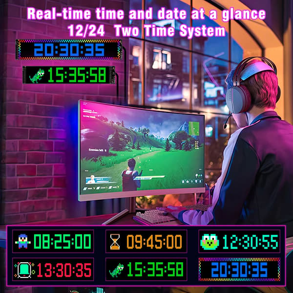 LED Display Panel, Bluetooth Kontrol, Vandtæt Design,6-10W, 34.8cm, Ja