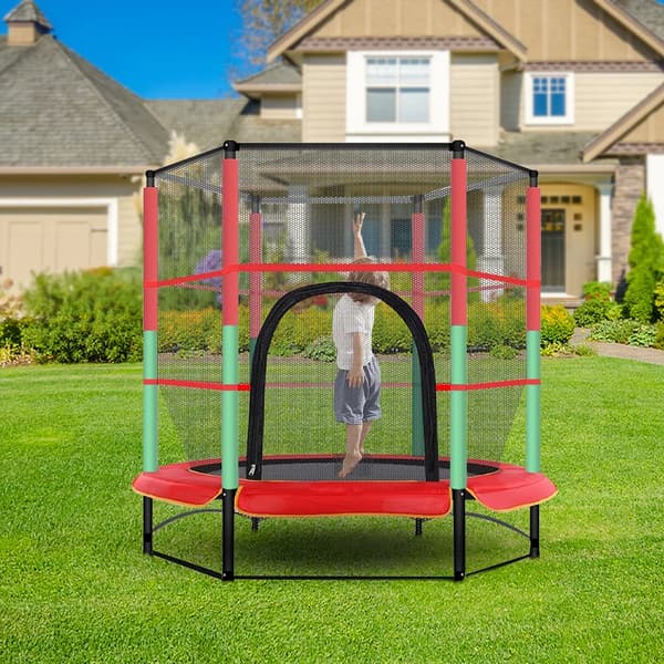 Trampolin, Sikkerhedsnet, Holdbar Konstruktion,Rød
