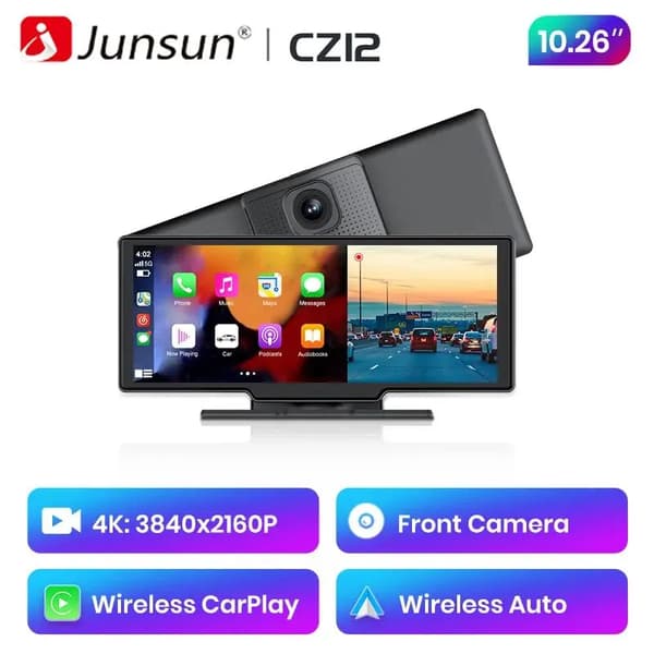 Dash Cam, 10,25 tommer skærm, understøtter Carplay og Android Auto,CZ12
