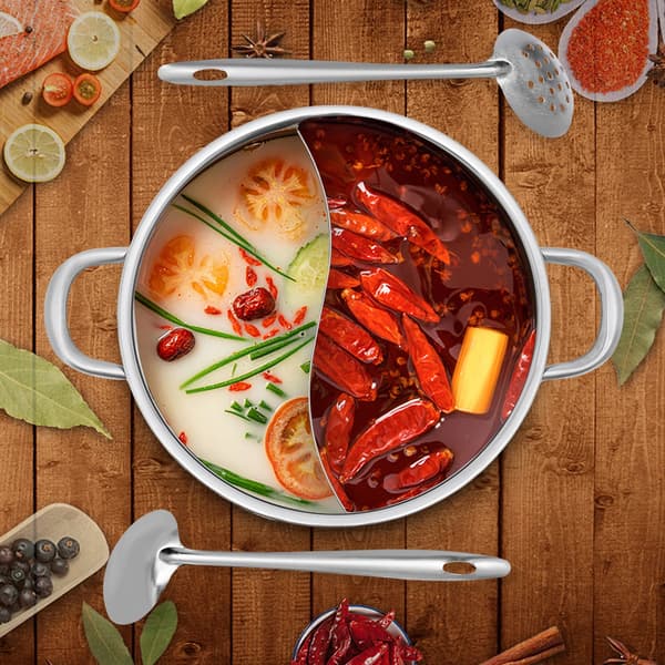 Hot Pot, Rustfrit Stål, Divider Design,Sølv