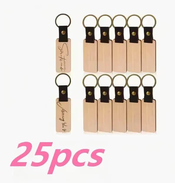 Nøgleringe Uden Tryk, Graverbart Bøgtræ, Alsidigt til Håndværk,25pcs