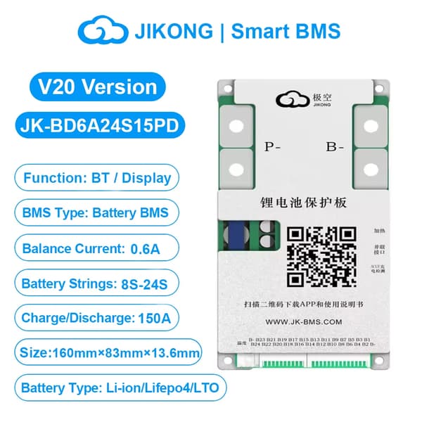 Smart Batteristyringssystem, Bluetooth-display, Aktiv Balancer,JK-BD6A24S15PD