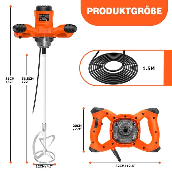 Mörtelblandare, 2100 Watt, 6-hastighetskontroll,Rörare för murbruk