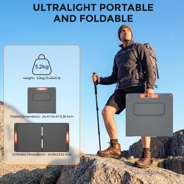 Solpanel, Bærbart Design, Høj Effektivitet,100W 1Stk