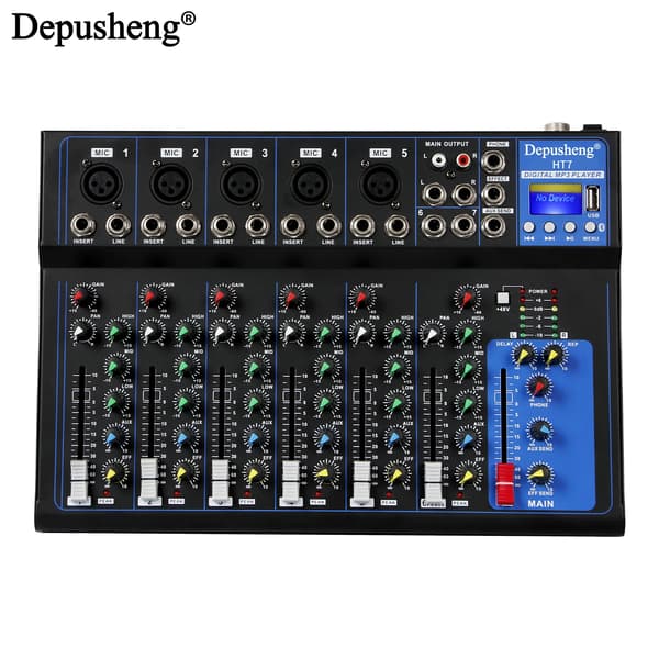 Lydmixer, 7-kanals, Bluetooth-forbindelse,sort