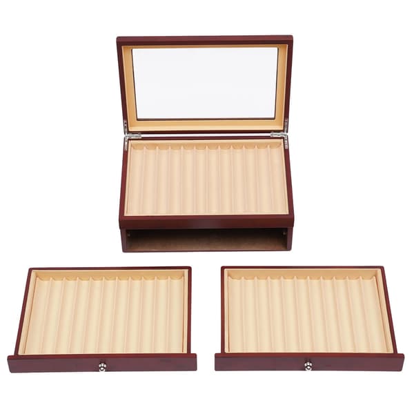 Pen Display Opbevaringsboks, 34 Rum, Elegant Design,Rød