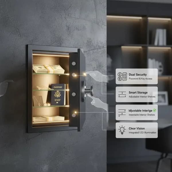 Vægskab, Indbygget Design, Dobbelt Låsemuligheder,hær grøn