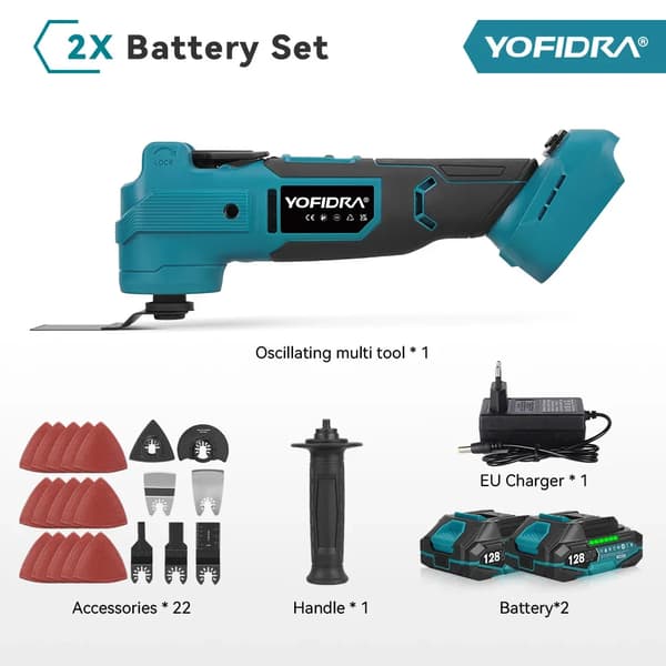 Oscillerande Multiverktyg, 1000W Effekt, Adaptiv Hastighetskontroll,2xBatteri Set-A