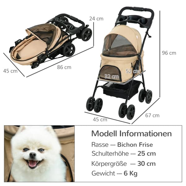 Hundetransportør, Sammenklappeligt Design, Robust Materiale,Te Brun