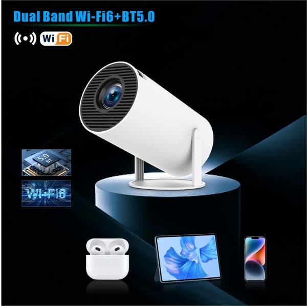 Videoprojektor, 4K UltraHD, Wi-Fi og Bluetooth-forbindelse,HVID
