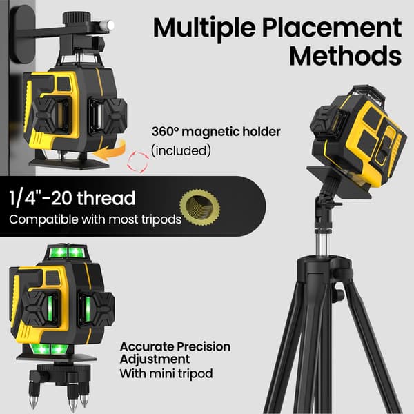 Laser Niveau, 16 Linjer, Selvnivellerende,16 linjer+tripod