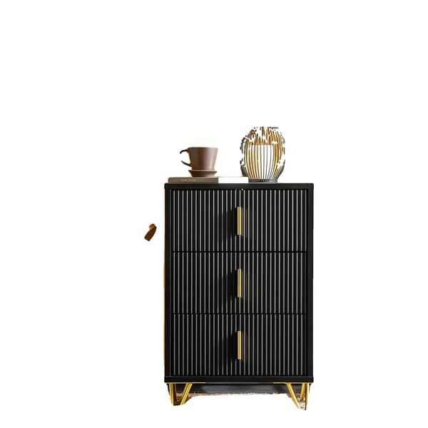 Natsbord, 3 Skuffer, Moderne Design,sort