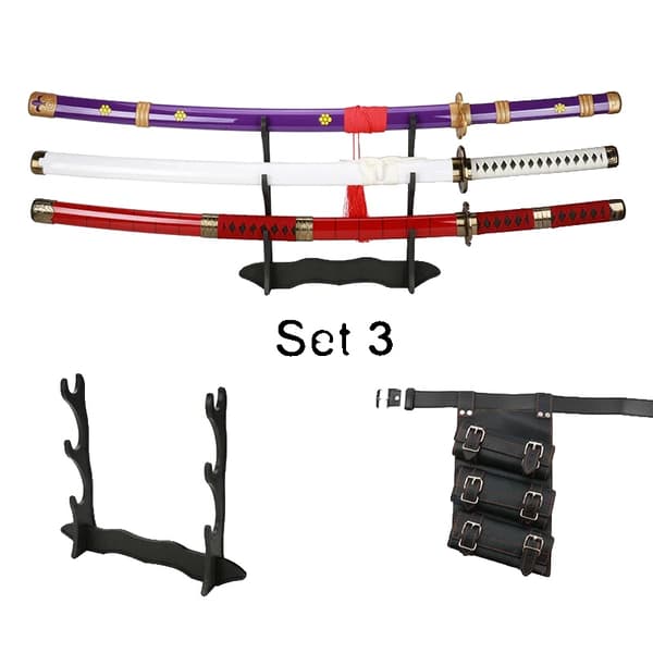 Anime Katana, Cosplay Replica, Inkluderer Stativ og Bælte,Sæt 3
