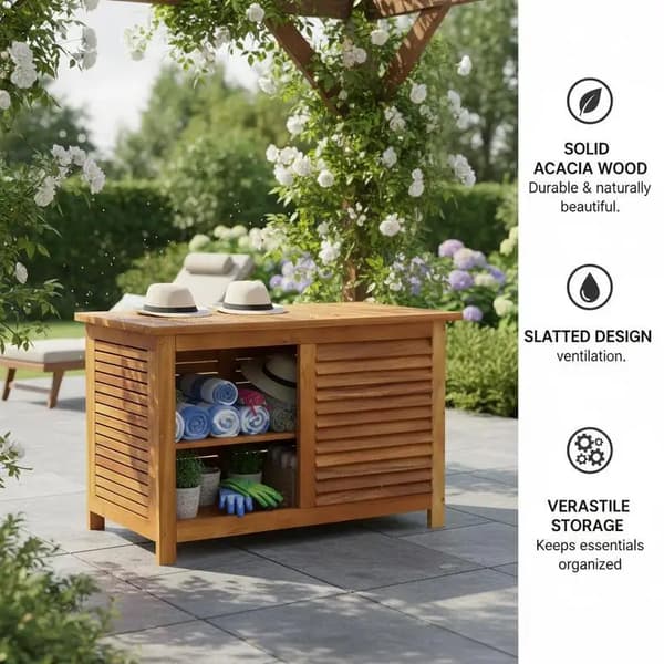 Trädgårdsbox, Solid Akaciaträ, Väderbeständig Design,Brons