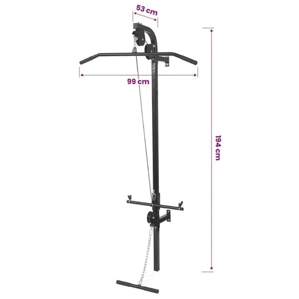 Lat Pulldown Torn, Väggmonterad Design, Inkluderar Dubbelblock,Svart