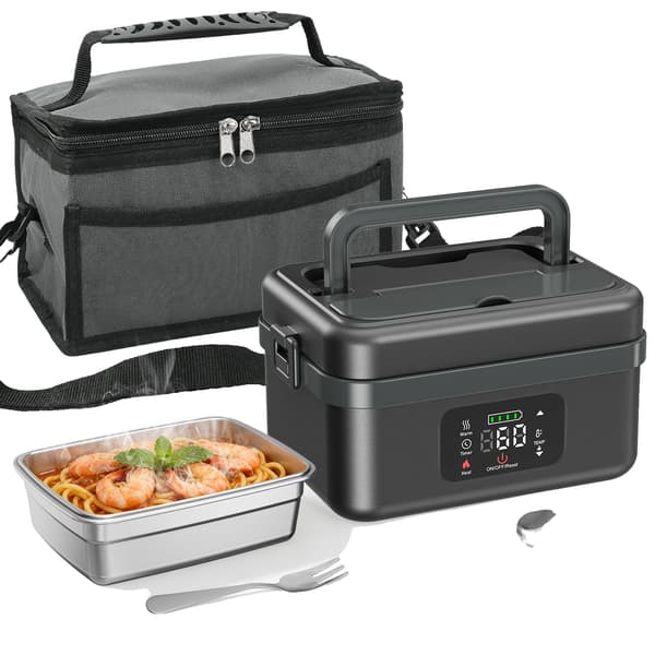 Elektrisk Lunchlåda, Justerbar Temperatur, Läcksäker Design,Mörkgrå