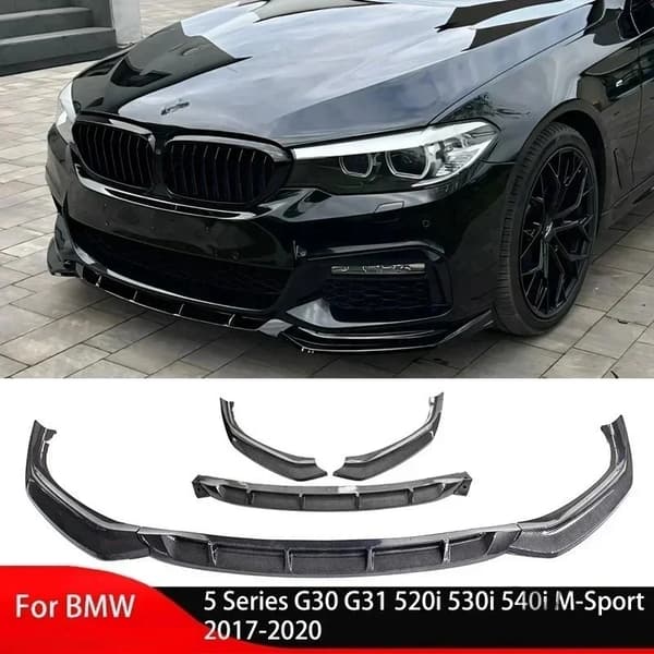 Front Bumper Lip Spoiler, Installationsvenlig, Holdbart Plastik,Kulfiber mønster