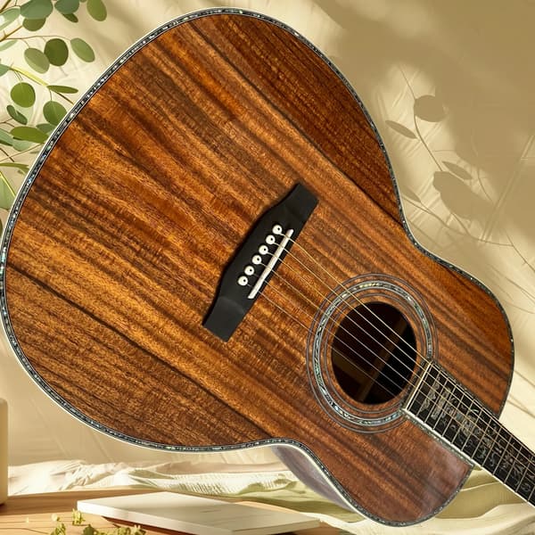Folk Guitar, KOA-kropp, Ebenholts greppbräda,Brun
