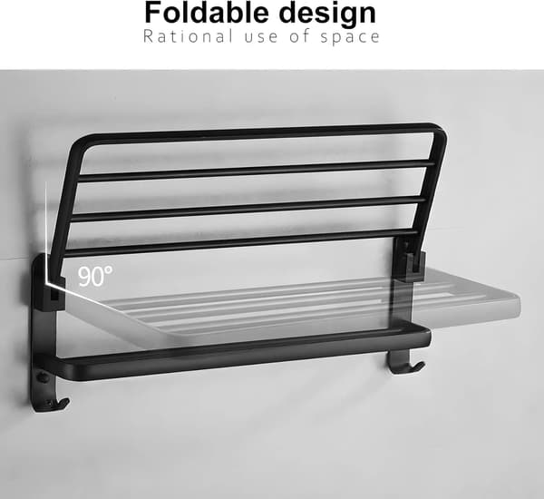 Håndklædeholder, Væghængt, Dobbelt Stang Design,sort