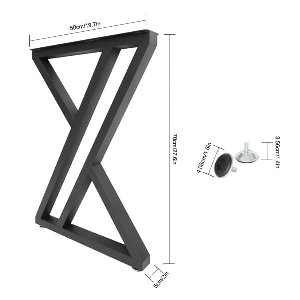 Møbelben, X-formet design, kraftig støtte,sort