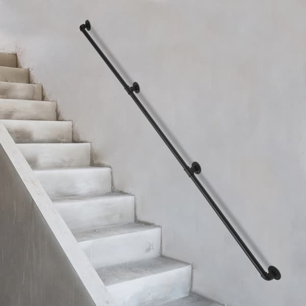 Räcke, 2,4 m längd, väggmonterad installation,svart
