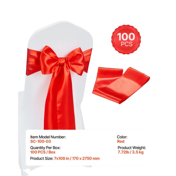 Satin Stole, Elegant Udseende, Alsidig Pasform,100stk Rød