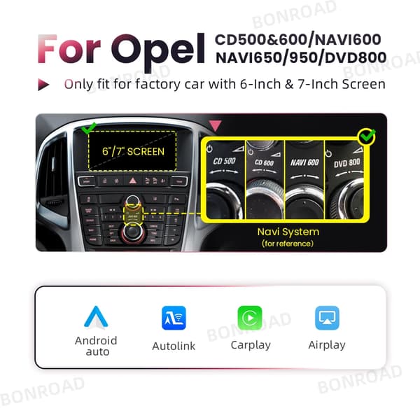 Trådløs CarPlay Android Auto Interface Modul, Bluetooth-forbindelse, Nem installation,For Opel